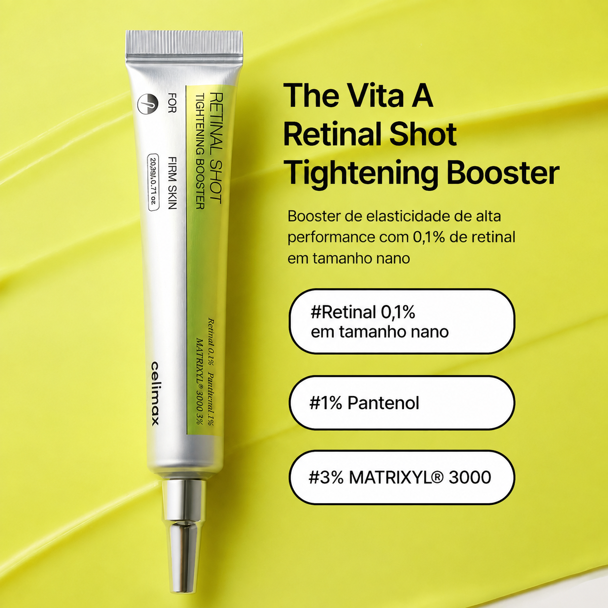 Apresentação da fórmula do Celimax Retinal Shot Tightening Booster